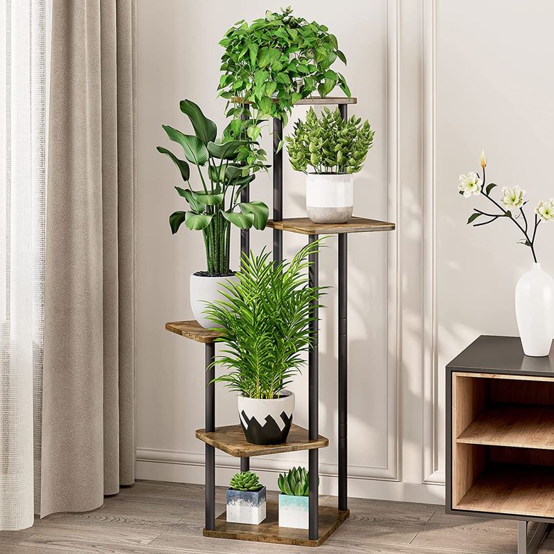 Corner plant shelf wood and metal from Amazon