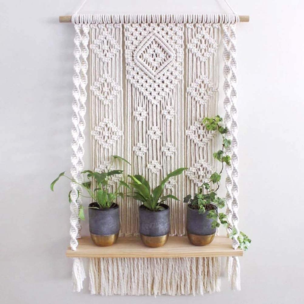 macrame plant shelf wall