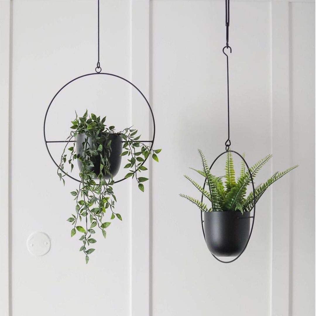 round metal hanging planter